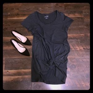 T-shirt dress and black suede heels!